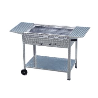 Holzkohlegrill Edelstahl 3er 65 x 53 x 80 cm mobil mit Seitenablagen Grillrost verchromt
