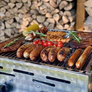 Gasgrill Edelstahl 2 flammig mit Rost, 48 x 53 x 27 Grillrost Edelstahl geschweit