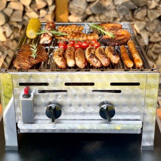 Gasgrill Edelstahl 2 flammig mit Rost, 48 x 53 x 27 Grillrost Edelstahl geschweit
