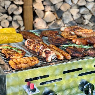 Gasgrill Edelstahl 3 flammig mit Rost, 65 x 53 x 27 cm Grillrost Edelstahl zerlegbar