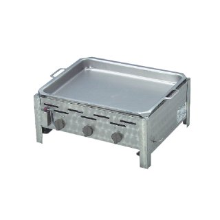 Gasgrill Edelstahl 3 flammig mit Pfanne, 65 x 53 x 27 cm Pfanne Edelstahl