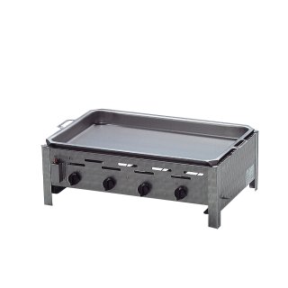 Gasgrill Edelstahl 4 flammig mit Pfanne, 81 x 53 x 27 cm Pfanne Stahl