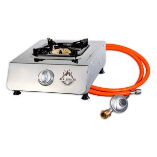 BSR-Grillen Edelstahl-Propangaskocher 1-flammig 5,5 KW mit Piezo-Zndung und Turboeffekt