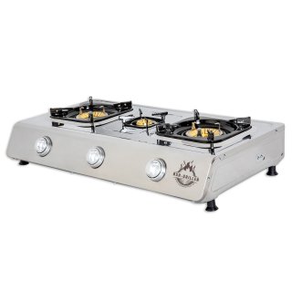 BSR-Grillen Edelstahl-Propangaskocher 3-flammig 10,8 KW mit Piezo-Zndung und Turboeffekt