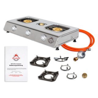 BSR-Grillen Edelstahl-Propangaskocher 3-flammig 10,8 KW mit Piezo-Zndung und Turboeffekt
